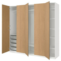 PAX / STORKLINTA wardrobe combination, white/oak effect, 250x60x236 cm