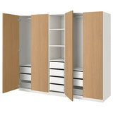 PAX / STORKLINTA wardrobe combination, white/oak effect, 250x60x201 cm