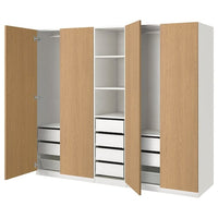 PAX / STORKLINTA wardrobe combination, white/oak effect, 250x60x201 cm