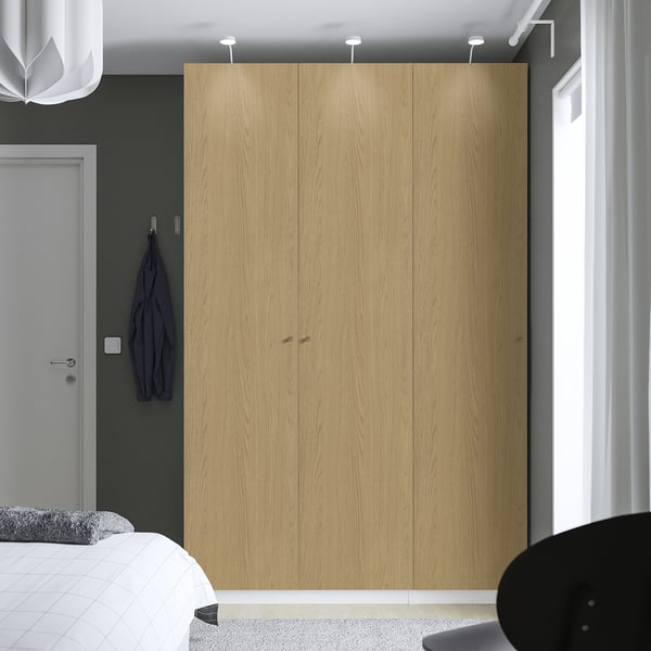 PAX / STORKLINTA wardrobe combination, white/oak effect, 150x60x236 cm