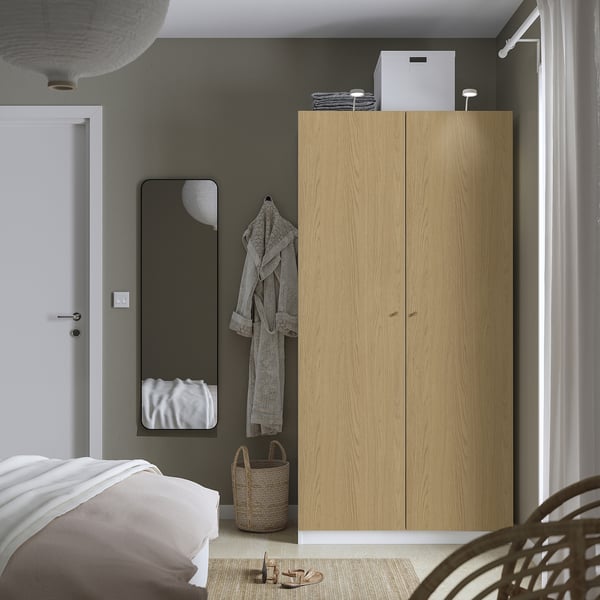 PAX / STORKLINTA wardrobe combination, white/oak effect, 100x60x201 cm