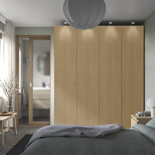 PAX / STORKLINTA wardrobe combination, white/oak effect, 200x66x236 cm