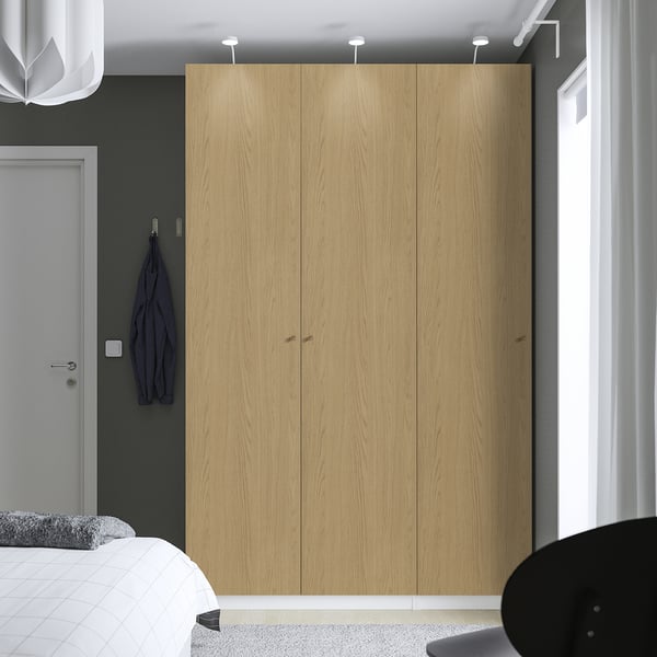 PAX / STORKLINTA wardrobe combination, white/oak effect, 150x60x236 cm