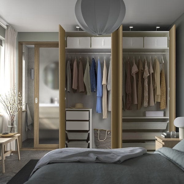 Ikea PAX / STORKLINTA - Wardrobe combination, white / oak effect,200x66x236 cm