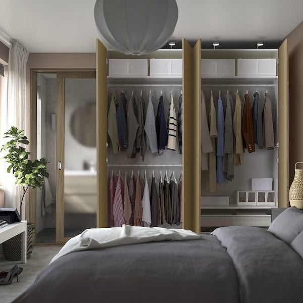 Ikea PAX / STORKLINTA - Wardrobe combination, white / oak effect,200x60x236 cm