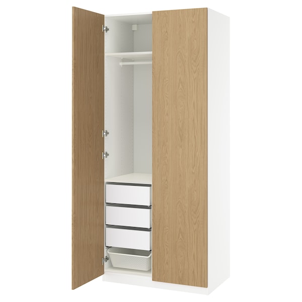 PAX / STORKLINTA wardrobe combination, white/oak effect, 100x60x236 cm