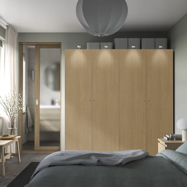 Ikea PAX / STORKLINTA - Wardrobe combination, grey-beige/oak effect, 200x66x201 cm