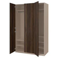 PAX / STORKLINTA wardrobe combination, grey-beige/dark brown stained oak effect, 150x60x236 cm