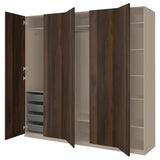 PAX / STORKLINTA wardrobe combination, grey-beige/dark brown stained oak effect, 250x60x236 cm
