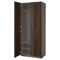PAX / STORKLINTA wardrobe combination, dark grey/dark brown stained oak effect, 100x60x236 cm