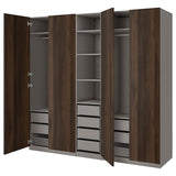 PAX / STORKLINTA wardrobe combination, dark grey/dark brown stained oak effect, 250x60x236 cm