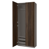 PAX / STORKLINTA wardrobe combination, dark grey/dark brown stained oak effect, 100x38x236 cm