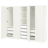 PAX / TONSTAD wardrobe combination, white/off-white, 250x60x201 cm