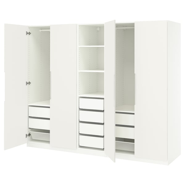 PAX / TONSTAD wardrobe combination, white/off-white, 250x60x201 cm