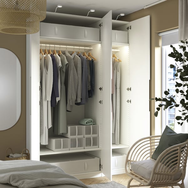 PAX / TONSTAD wardrobe combination, white/off-white, 150x60x236 cm