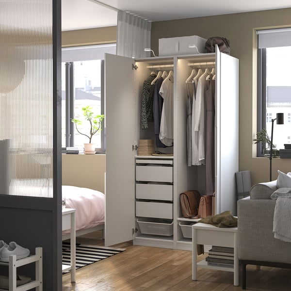 PAX / TONSTAD wardrobe combination, white/off-white, 100x60x201 cm