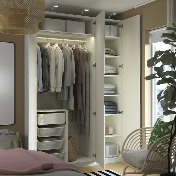 PAX / TONSTAD wardrobe combination, white/off-white, 150x60x236 cm