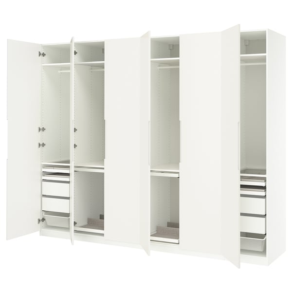 PAX / TONSTAD wardrobe combination, white/off-white, 300x60x236 cm