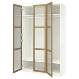 PAX / TONSTAD wardrobe combination, white/oak veneer glass, 150x60x236 cm