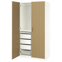 PAX / TONSTAD wardrobe combination, white/oak veneer, 100x60x201 cm