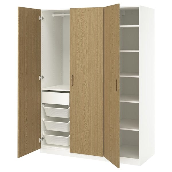 Ikea PAX / TONSTAD - Wardrobe combination, white/oak veneer,150x60x201 cm