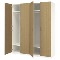 PAX / TONSTAD wardrobe combination, white/oak veneer, 200x60x236 cm