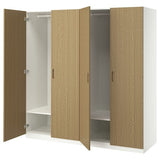 PAX / TONSTAD wardrobe combination, white/oak veneer, 200x60x201 cm