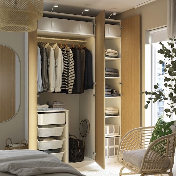 Ikea PAX / TONSTAD - Wardrobe combination, white/oak veneer,150x60x236 cm