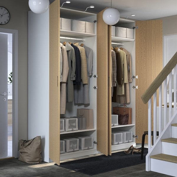 Ikea PAX / TONSTAD - Wardrobe combination, white/oak veneer,200x60x236 cm
