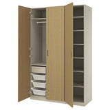 PAX / TONSTAD wardrobe combination, grey-beige/oak veneer, 150x60x236 cm