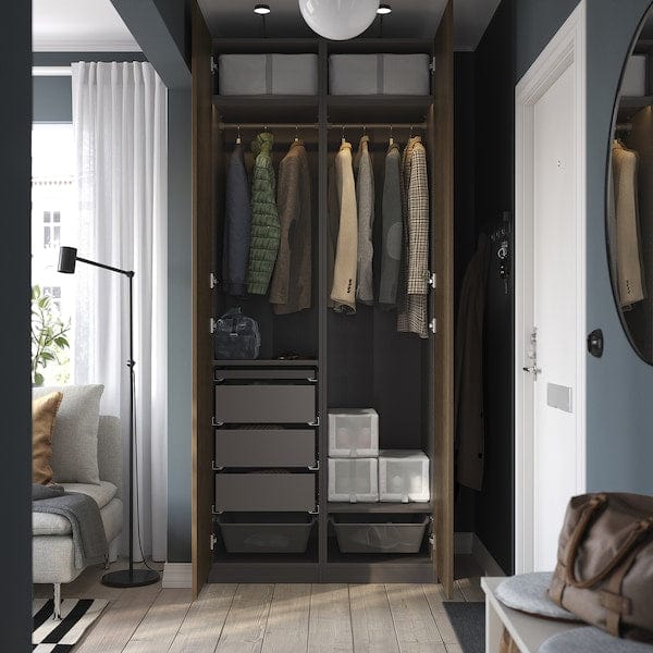 Ikea PAX / TONSTAD - Wardrobe combination, dark gray/brown oak veneer/mordant,100x60x236 cm