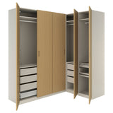 PAX / TONSTAD corner wardrobe, grey-beige/grey-beige oak veneer, 231/161x236 cm