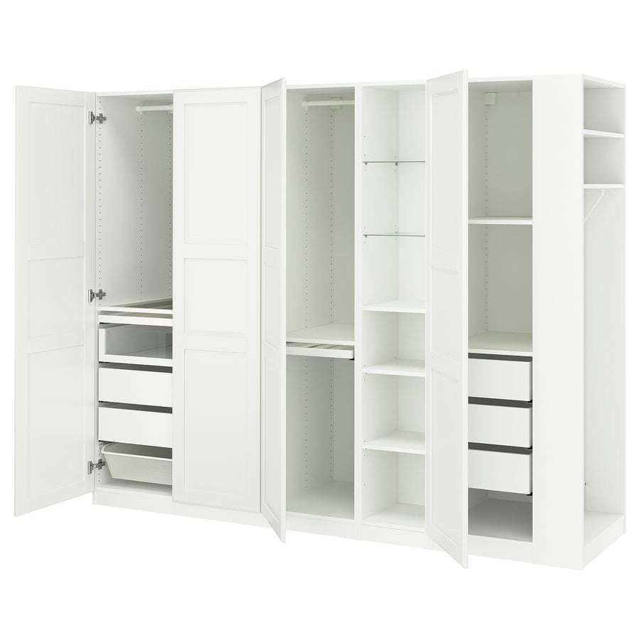 PAX / TYSSEDAL wardrobe combination, white white/white, 255x60x201 cm