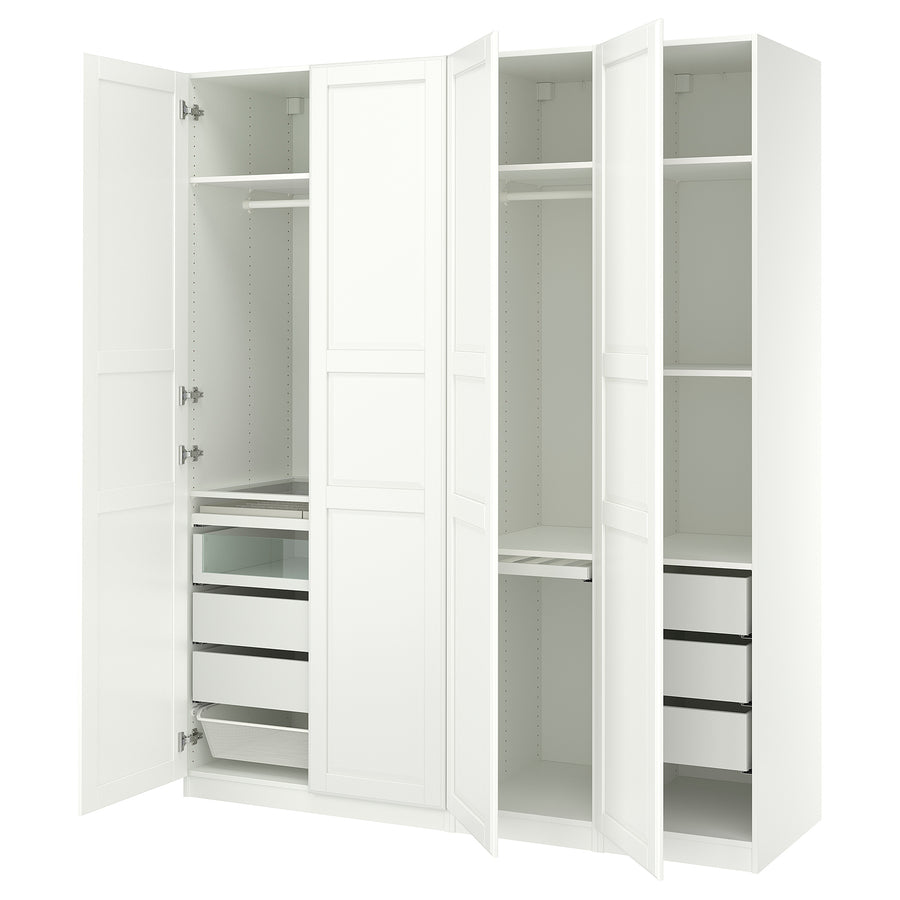 PAX / TYSSEDAL wardrobe combination, white white/white, 200x60x236 cm