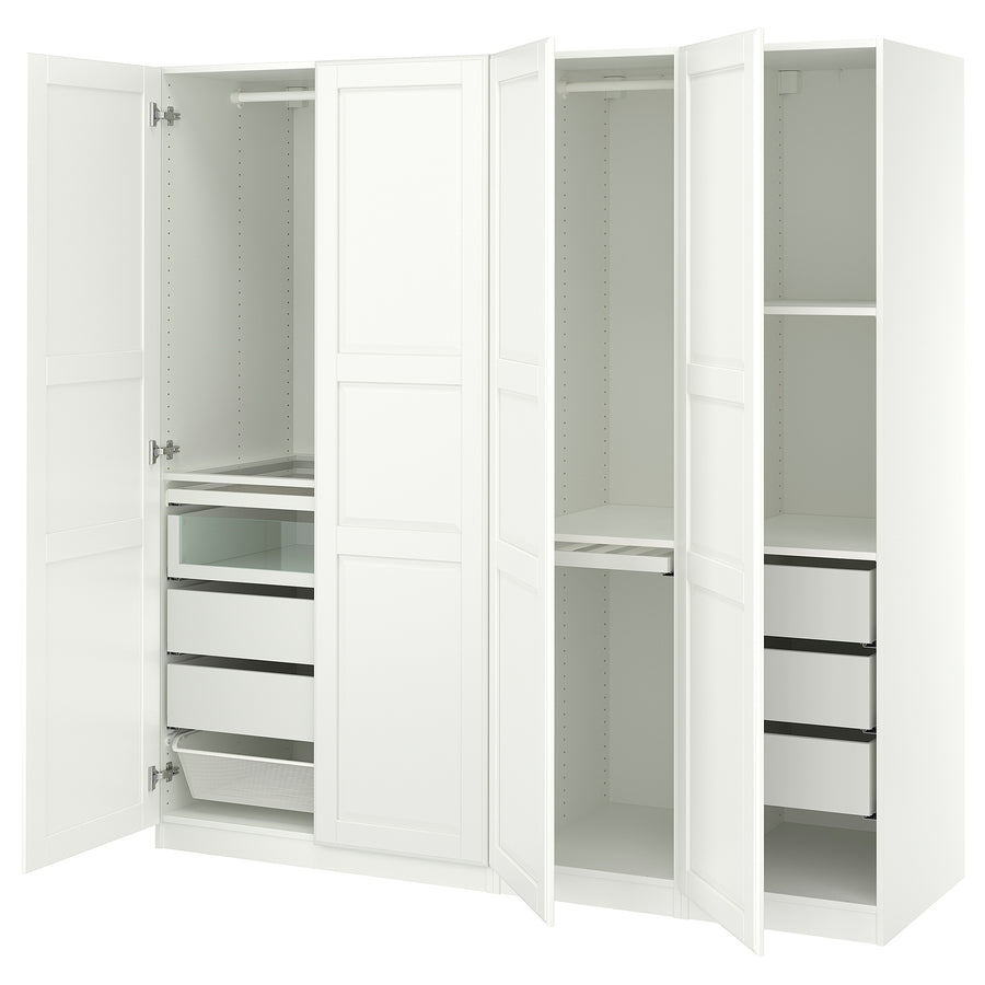 PAX / TYSSEDAL wardrobe combination, white white/white, 200.0x201.2x60.0 cm