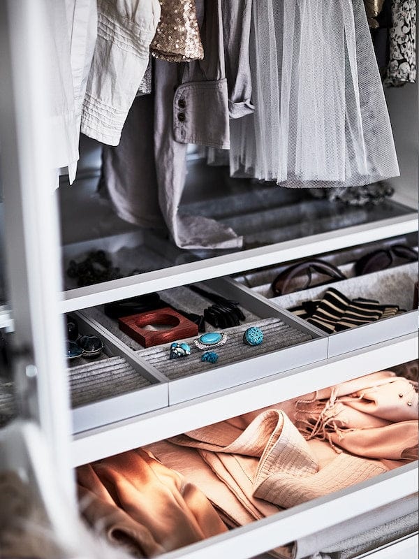 Ikea PAX / TYSSEDAL - Wardrobe combination, white/glass white,250x60x236 cm