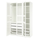 PAX / TYSSEDAL wardrobe combination, white/white glass, 150x60x236 cm