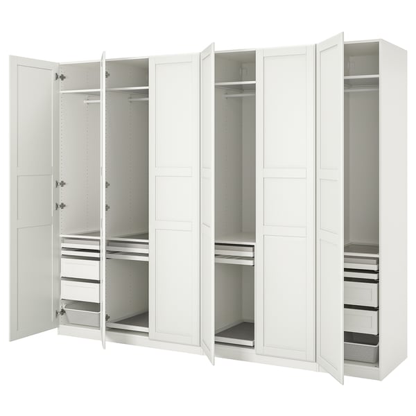 PAX / TYSSEDAL wardrobe combination, white/white, 300x60x236 cm