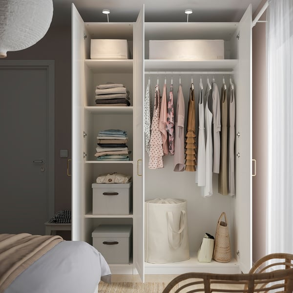 PAX / TYSSEDAL wardrobe combination, white/mirror glass, 150x236.4x60 cm