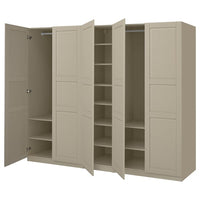 PAX / TYSSEDAL wardrobe combination, grey-beige/grey-beige, 250x60x201 cm