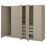 PAX / TYSSEDAL wardrobe combination, grey-beige/grey-beige, 250x58x201 cm