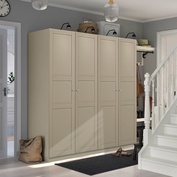 PAX / TYSSEDAL wardrobe combination, grey-beige/grey-beige, 200x60x201 cm