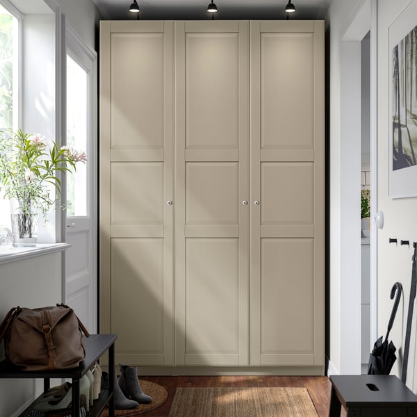 PAX / TYSSEDAL wardrobe combination, grey-beige/grey-beige, 150x58x236 cm