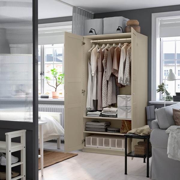 PAX / TYSSEDAL wardrobe combination, grey-beige/grey-beige, 100x60x201 cm