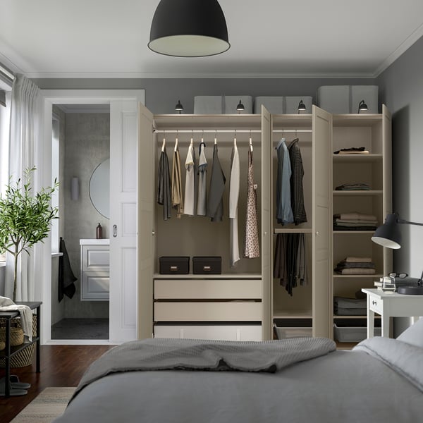 PAX / TYSSEDAL wardrobe combination, grey-beige/grey-beige, 200x60x201 cm
