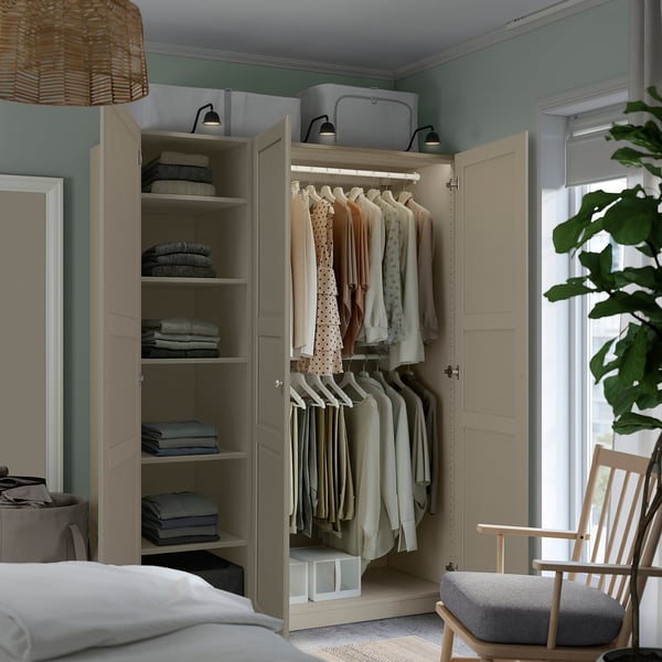 PAX / TYSSEDAL wardrobe combination, grey-beige/grey-beige, 150x58x201 cm