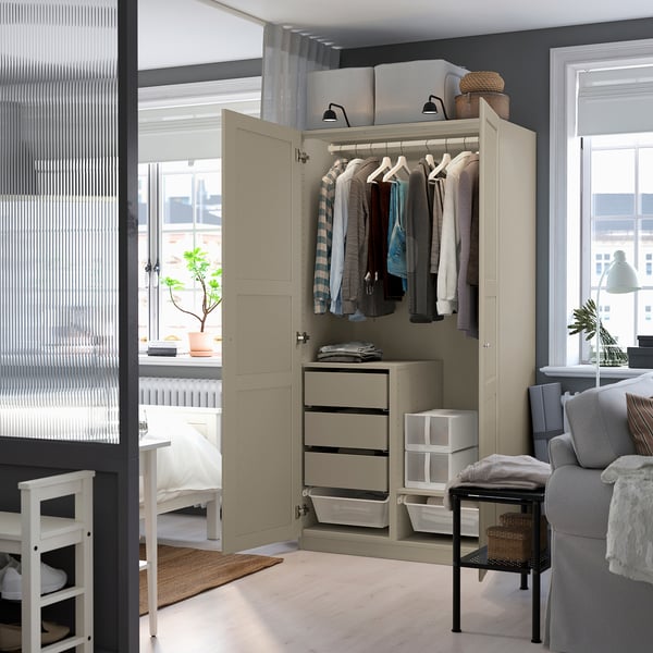 PAX / TYSSEDAL wardrobe combination, grey-beige/grey-beige, 100x60x201 cm