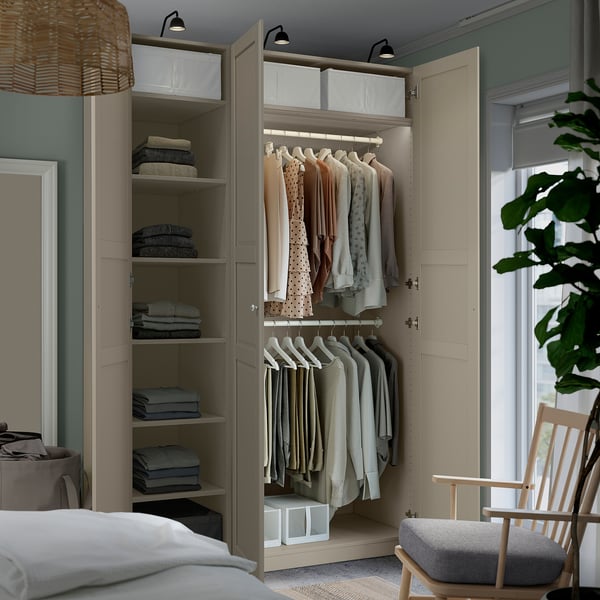 PAX / TYSSEDAL wardrobe combination, grey-beige/grey-beige, 150x58x236 cm