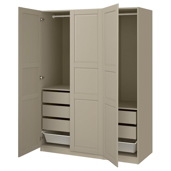 PAX / TYSSEDAL wardrobe combination, grey-beige/grey-beige, 150x60x201 cm