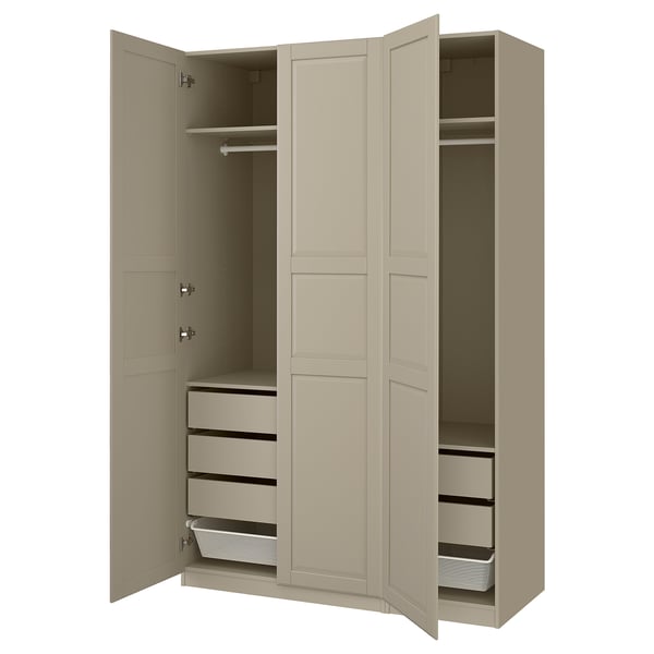 PAX / TYSSEDAL wardrobe combination, grey-beige/grey-beige, 150x60x236 cm